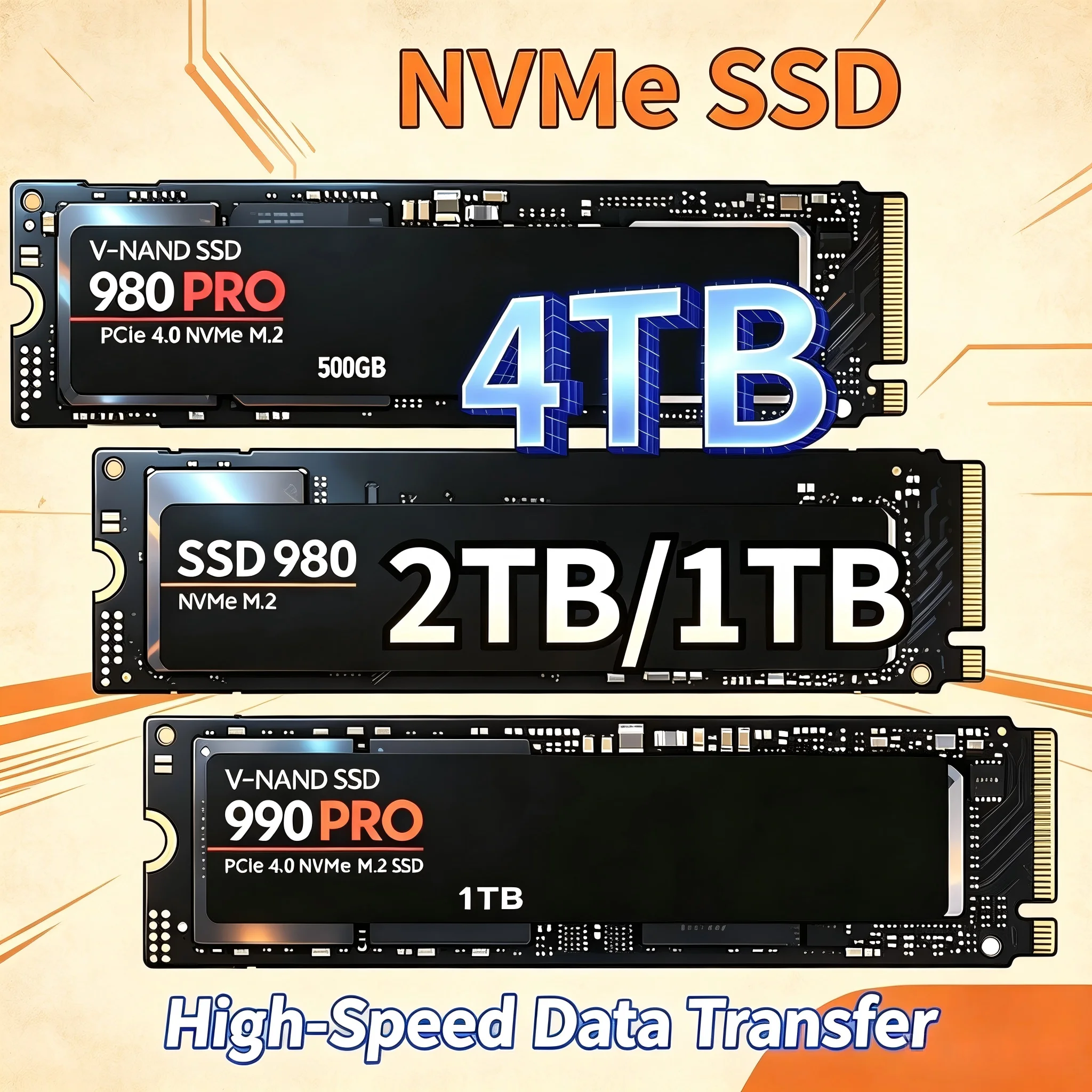 M.2 Nvme 4Tb Pcie 4.0 Ssd - SSD NVMe M.2 Originale 980Pro 990Pro
