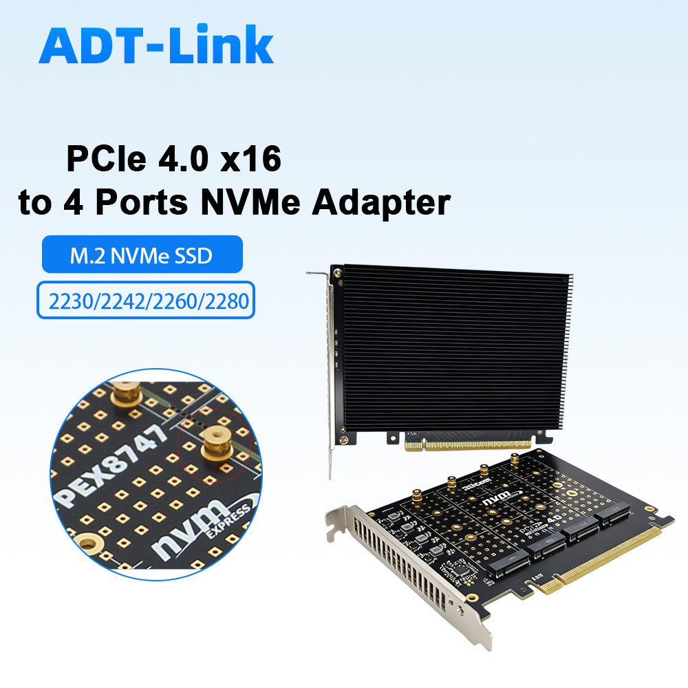Quad M.2 Nvme Pcie Bifurcation Card - Scheda adattatore PCIe 4.0 X16 a