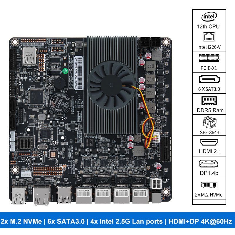 Nas Motherboard N100 6 Sata - Scheda Madre N100 NAS con 2x